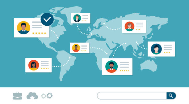 Searching and hiring freelancers online for your project comparing their skills and reviews, remote working concept