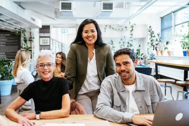 Business people working in modern coworking office